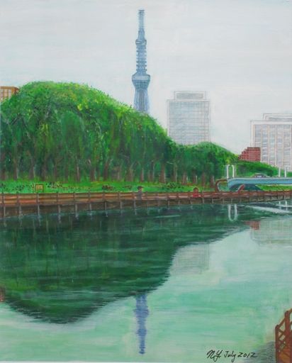 真作 六郎田摩周 油彩「榛名錦秋」画寸 P8 北海道出身 新美術